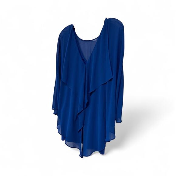 Halston Heritage Mini Evening Chiffon Cape Overlay Dress SZ 4 - Picture 3 of 5